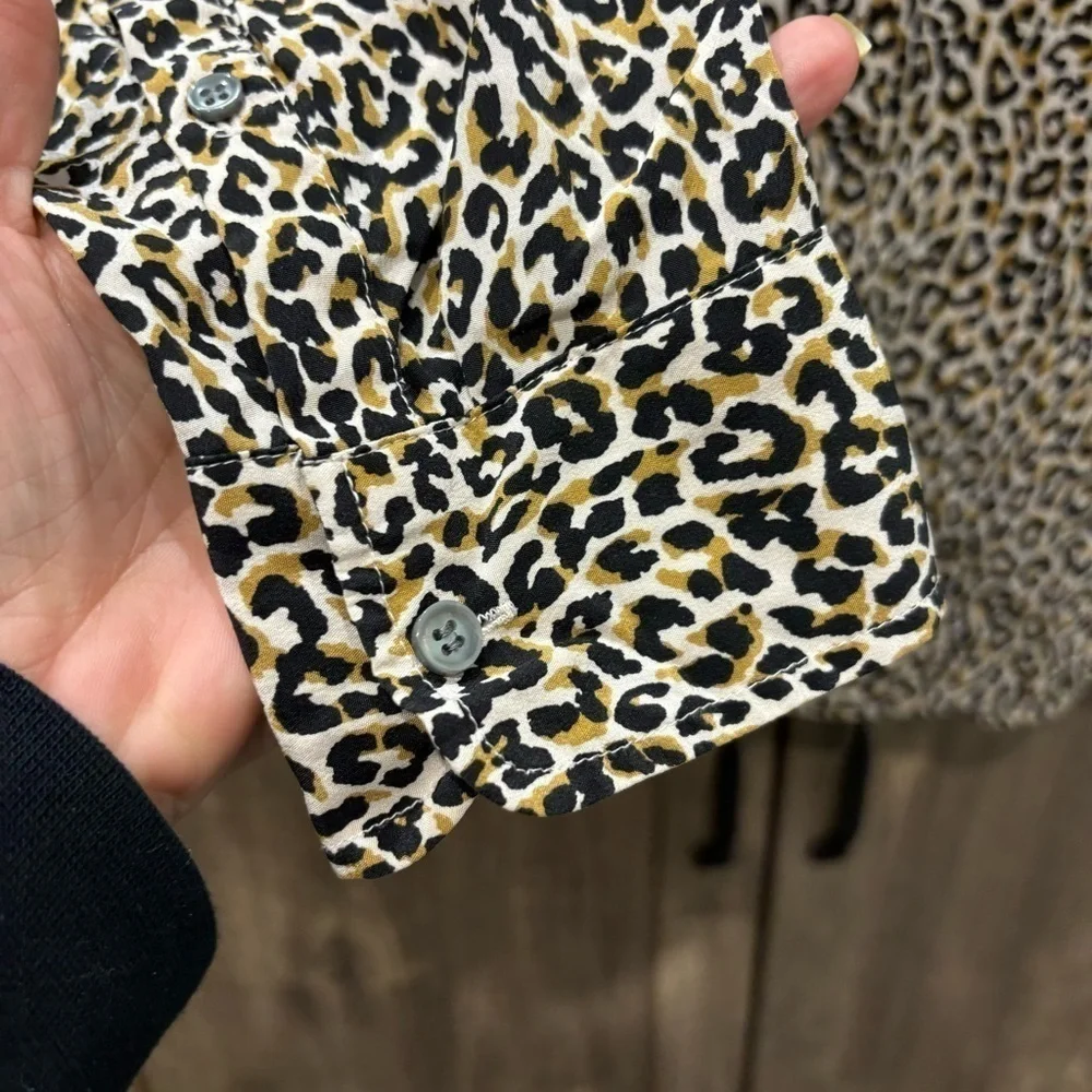 J Crew Size 8 Silk Button Shirt Cheetah Print Top